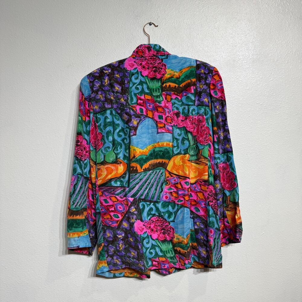 Silk Club Pink Abstract Oversized Silk Vintage Blazer Sz S NWT - Picture 9 of 12